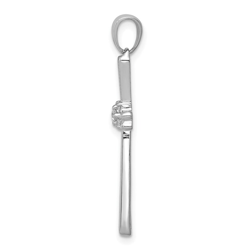 14k White Gold 1/20ct. Real Diamond Cross Pendant