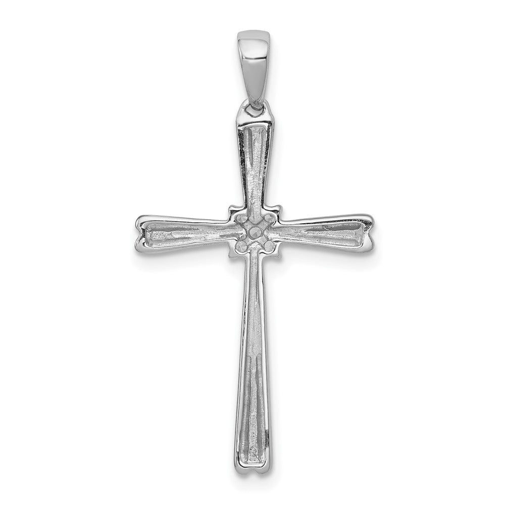 14k White Gold 1/20ct. Real Diamond Cross Pendant