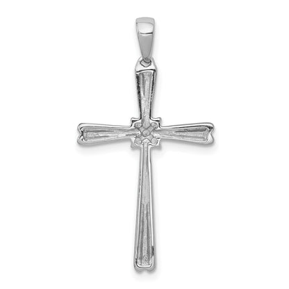 14k White Gold 1/20ct. Real Diamond Cross Pendant