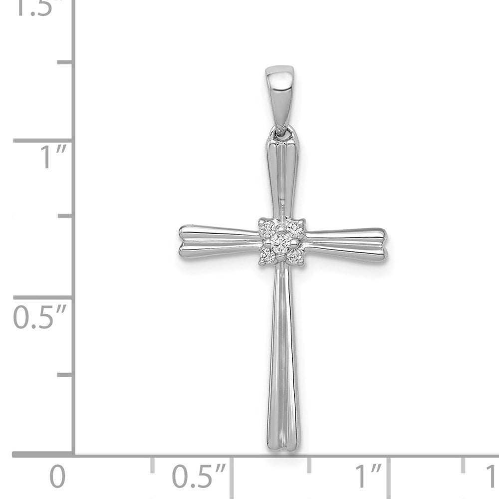 14k White Gold 1/20ct. Real Diamond Cross Pendant