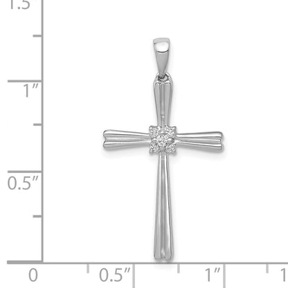 14k White Gold 1/20ct. Real Diamond Cross Pendant