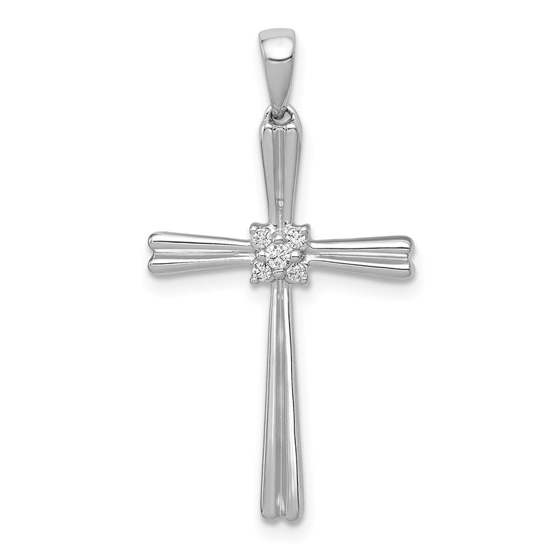14k White Gold 1/20ct. Real Diamond Cross Pendant