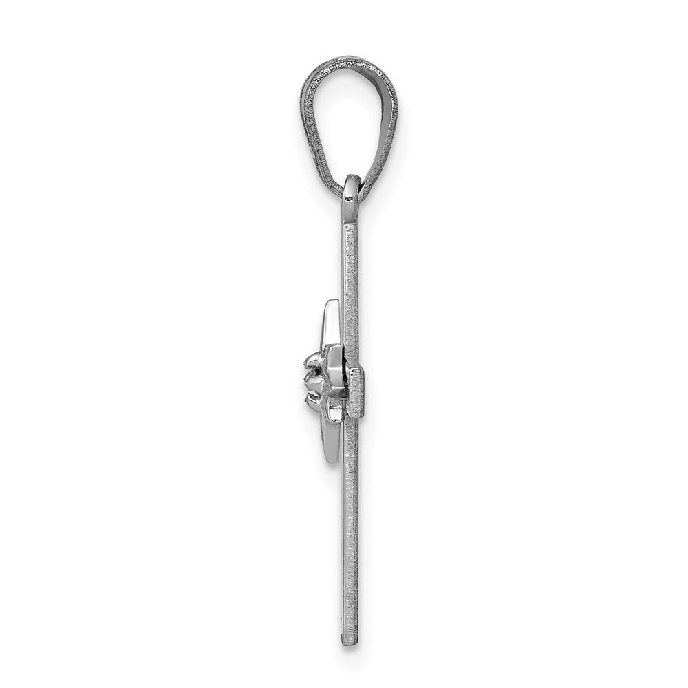 14k White Gold .01ct Real Diamond Cross Pendant