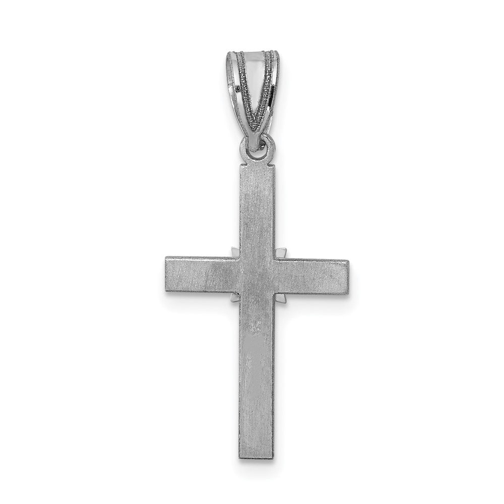 14k White Gold .01ct Real Diamond Cross Pendant