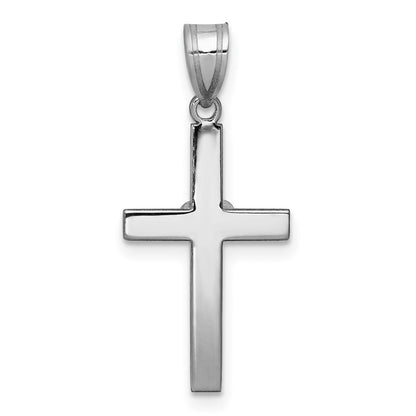 14k White Gold .01ct Real Diamond Heart Cross Pendant