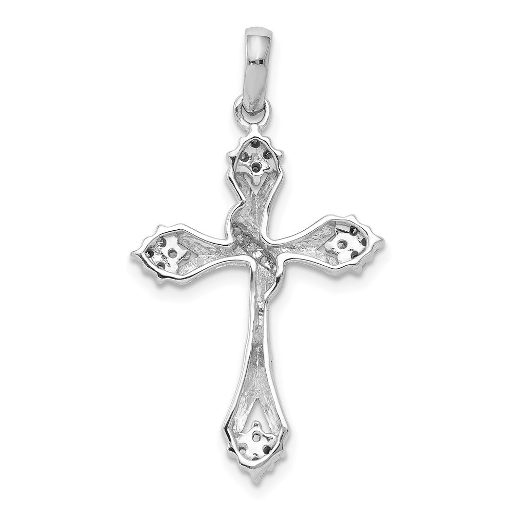 14k White Gold 1/5ct. Real Diamond Cross Pendant