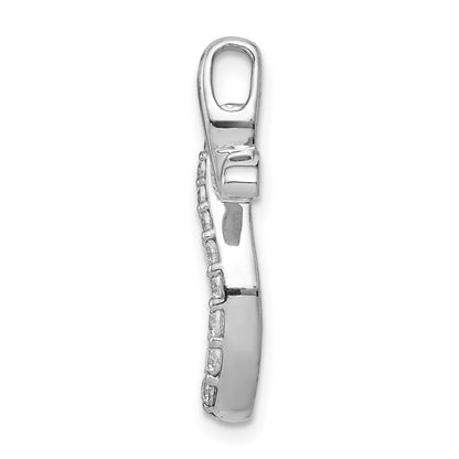 14k White Gold 1/5ct. Real Diamond Cross Chain Slide
