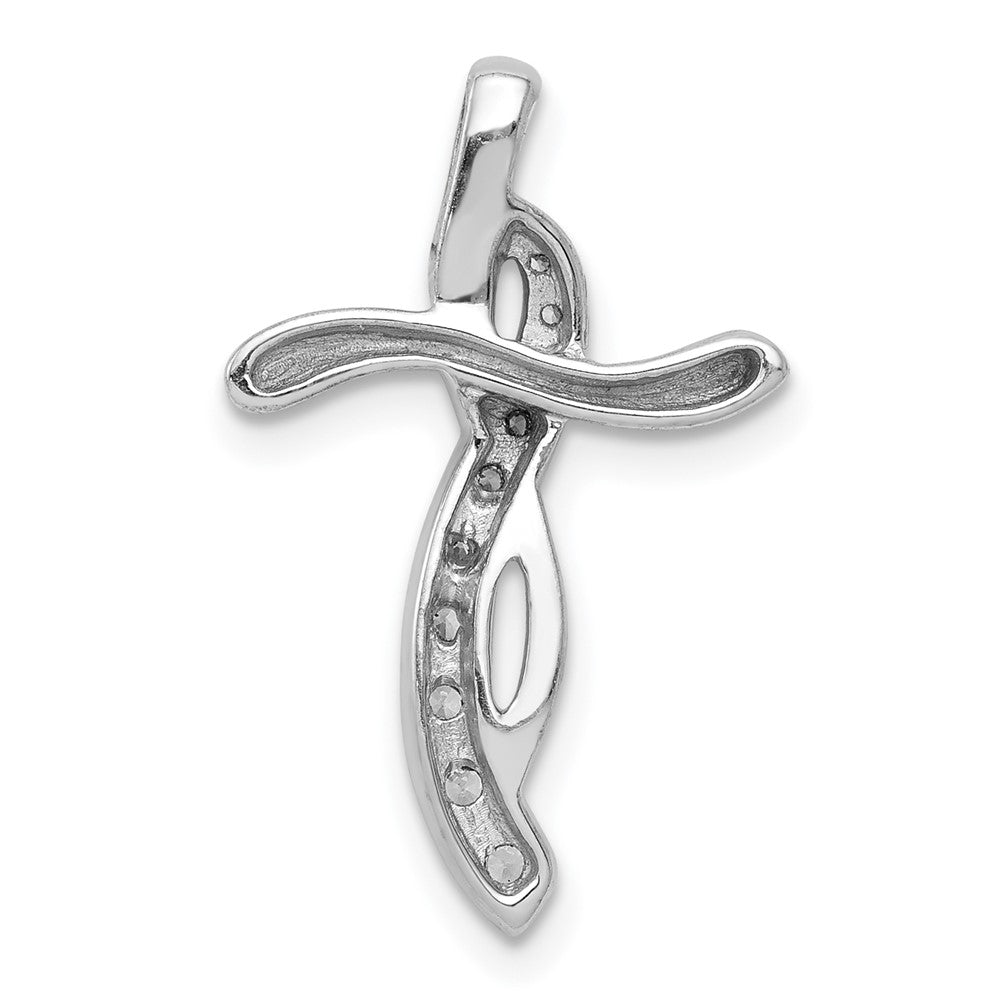 14k White Gold 1/5ct. Real Diamond Cross Chain Slide