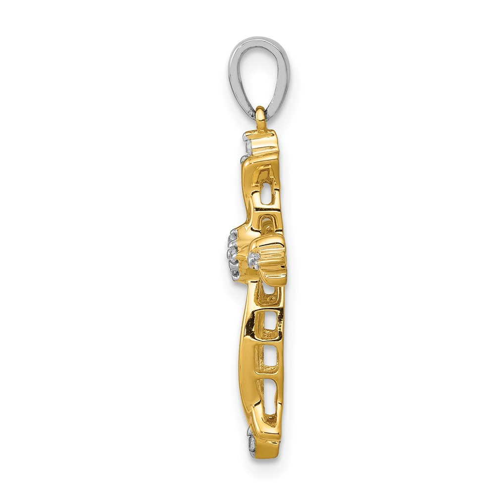 14k Two-Tone Gold 1/20ct. Real Diamond Cross Pendant