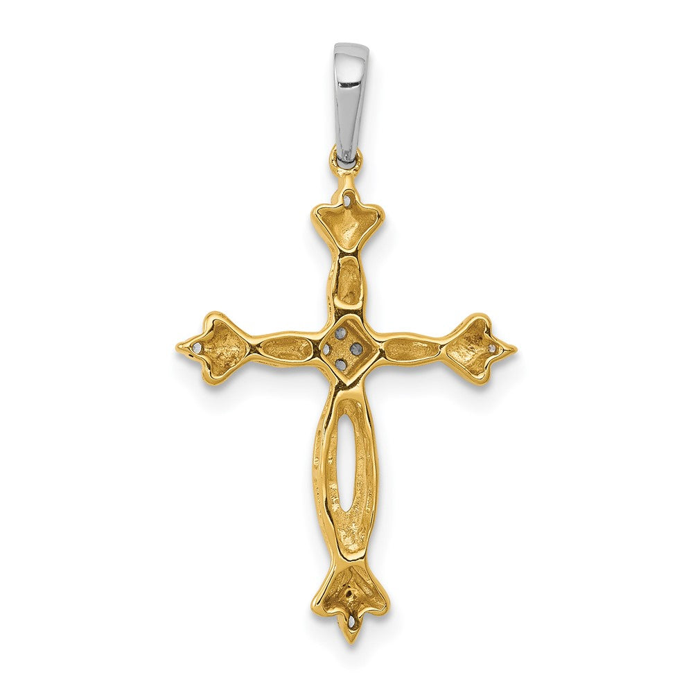 14k Two-Tone Gold 1/20ct. Real Diamond Cross Pendant