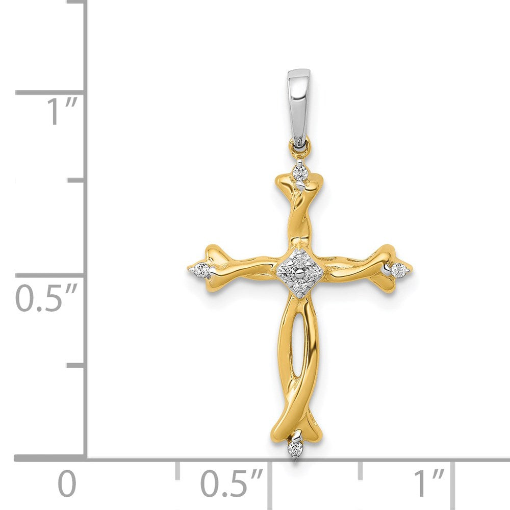 14k Two-Tone Gold 1/20ct. Real Diamond Cross Pendant