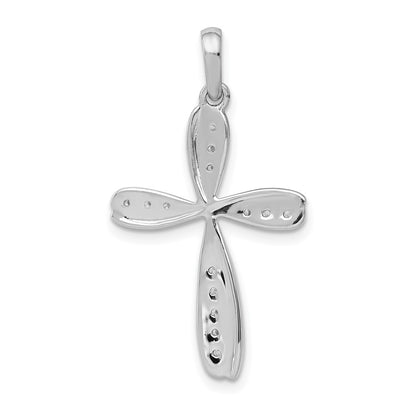 14k White Gold 1/15ct. Real Diamond Cross Pendant
