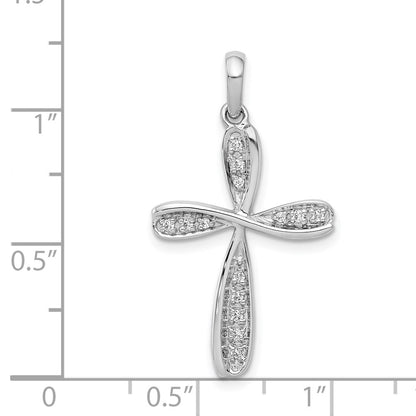 14k White Gold 1/15ct. Real Diamond Cross Pendant