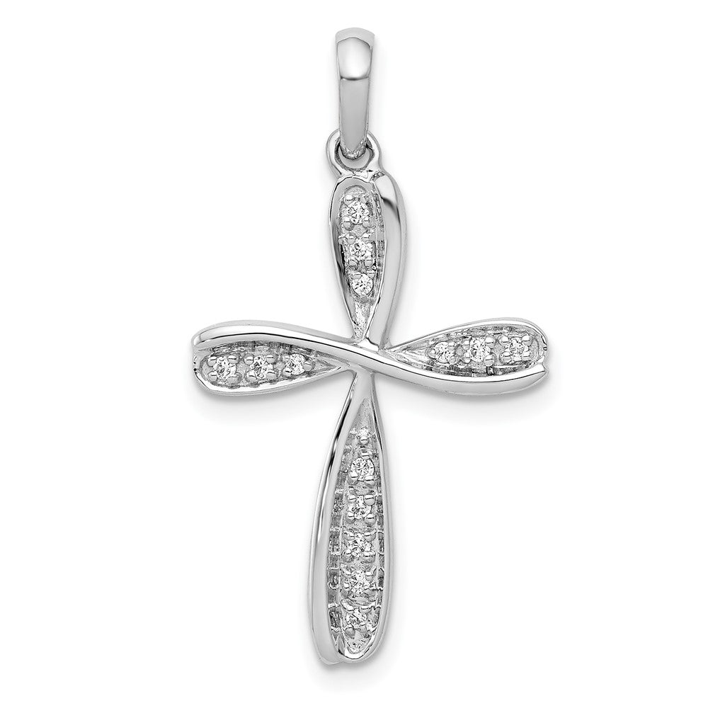 14k White Gold 1/15ct. Real Diamond Cross Pendant
