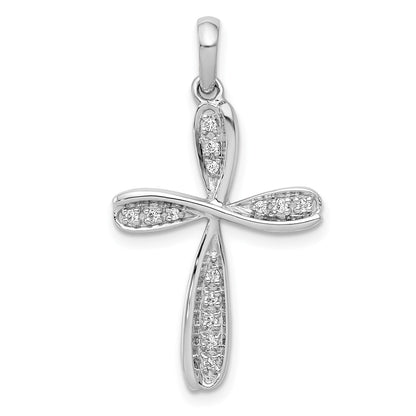14k White Gold 1/15ct. Real Diamond Cross Pendant