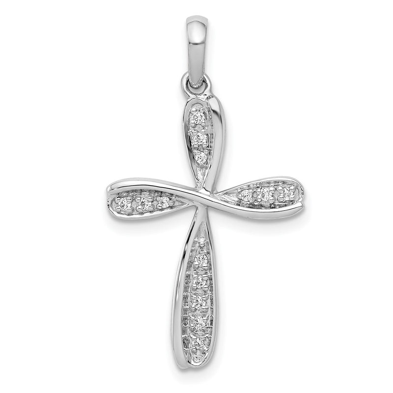 14k White Gold 1/15ct. Real Diamond Cross Pendant