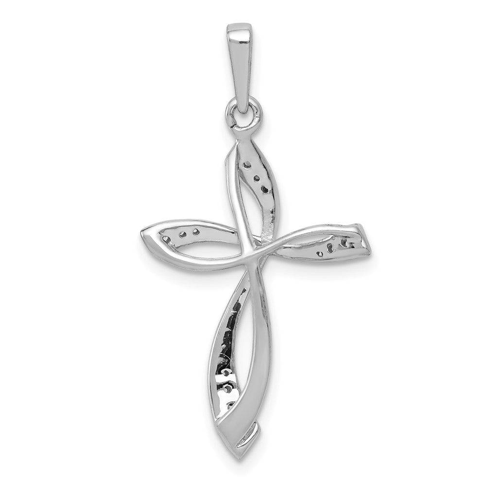 14k White Gold Real Diamond Cross Pendant