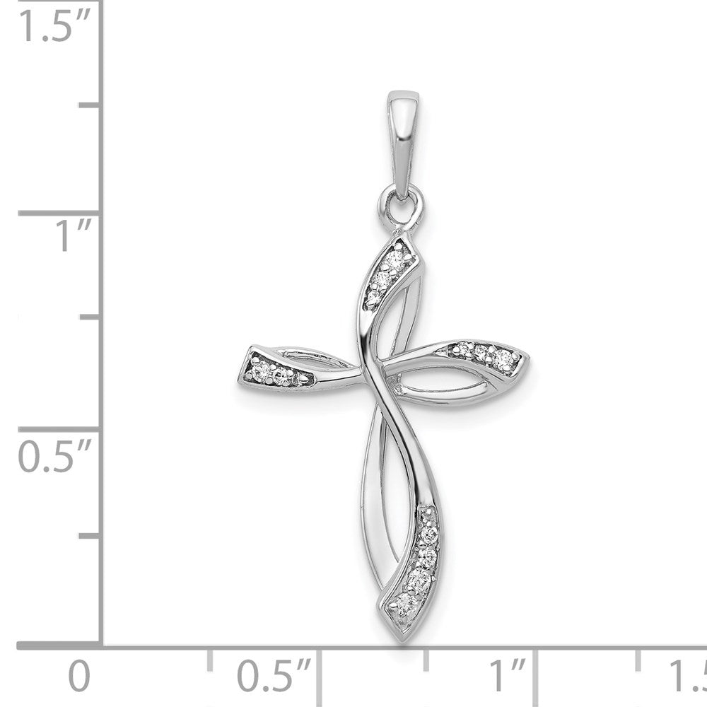 14k White Gold Real Diamond Cross Pendant