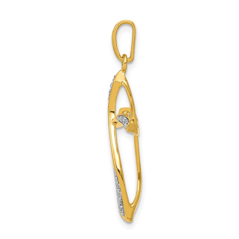 14K Yellow Gold 1/10ct. Real Diamond Cross Pendant