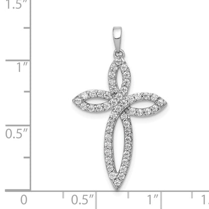 14k White Gold 1/2ct. Real Diamond Cross Pendant