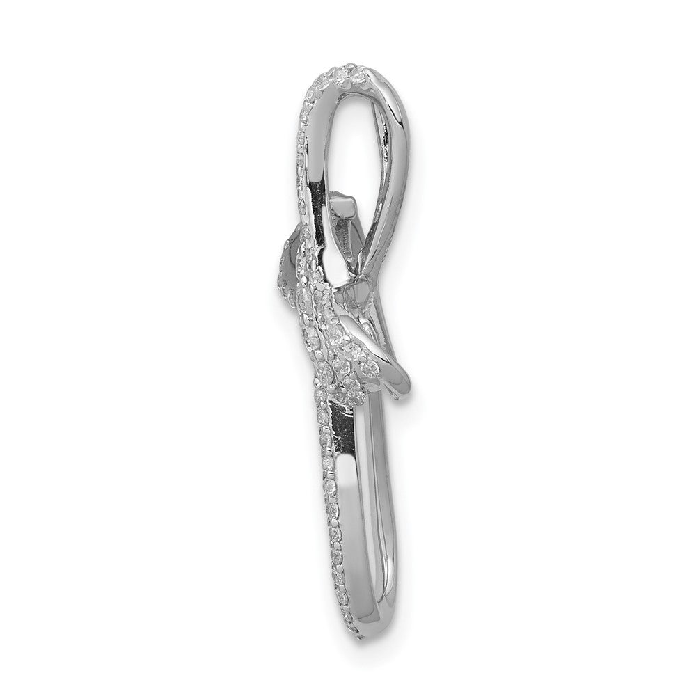 14k White Gold 1/3ct. Real Diamond Cross Chain Slide