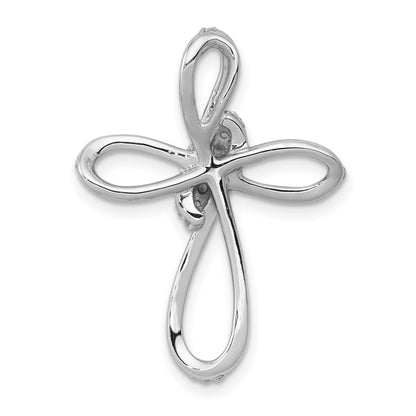 14k White Gold 1/3ct. Real Diamond Cross Chain Slide