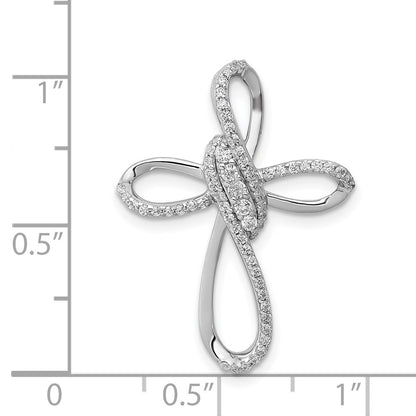 14k White Gold 1/3ct. Real Diamond Cross Chain Slide