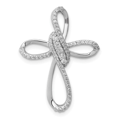 14k White Gold 1/3ct. Real Diamond Cross Chain Slide