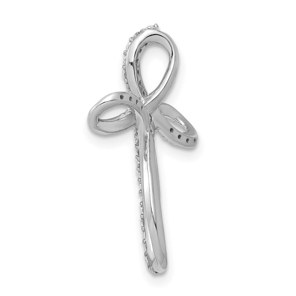14k White Gold 1/6ct. Real Diamond Cross Chain Slide
