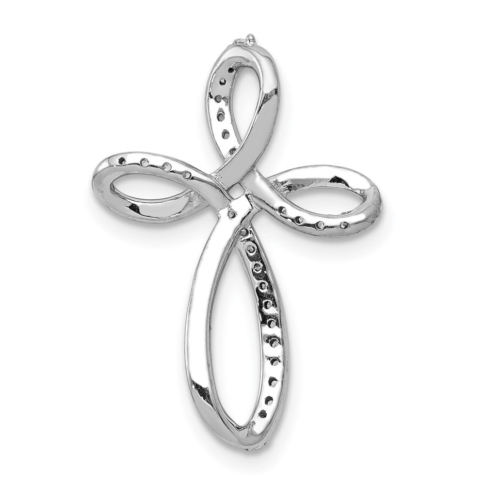 14k White Gold 1/6ct. Real Diamond Cross Chain Slide