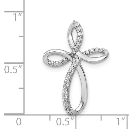 14k White Gold 1/6ct. Real Diamond Cross Chain Slide