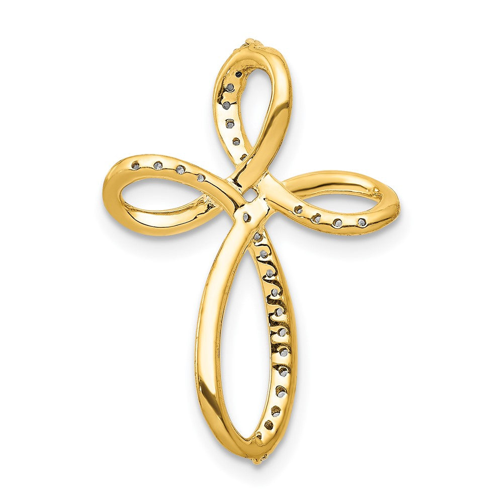 14K Yellow Gold 1/6ct. Real Diamond Cross Chain Slide