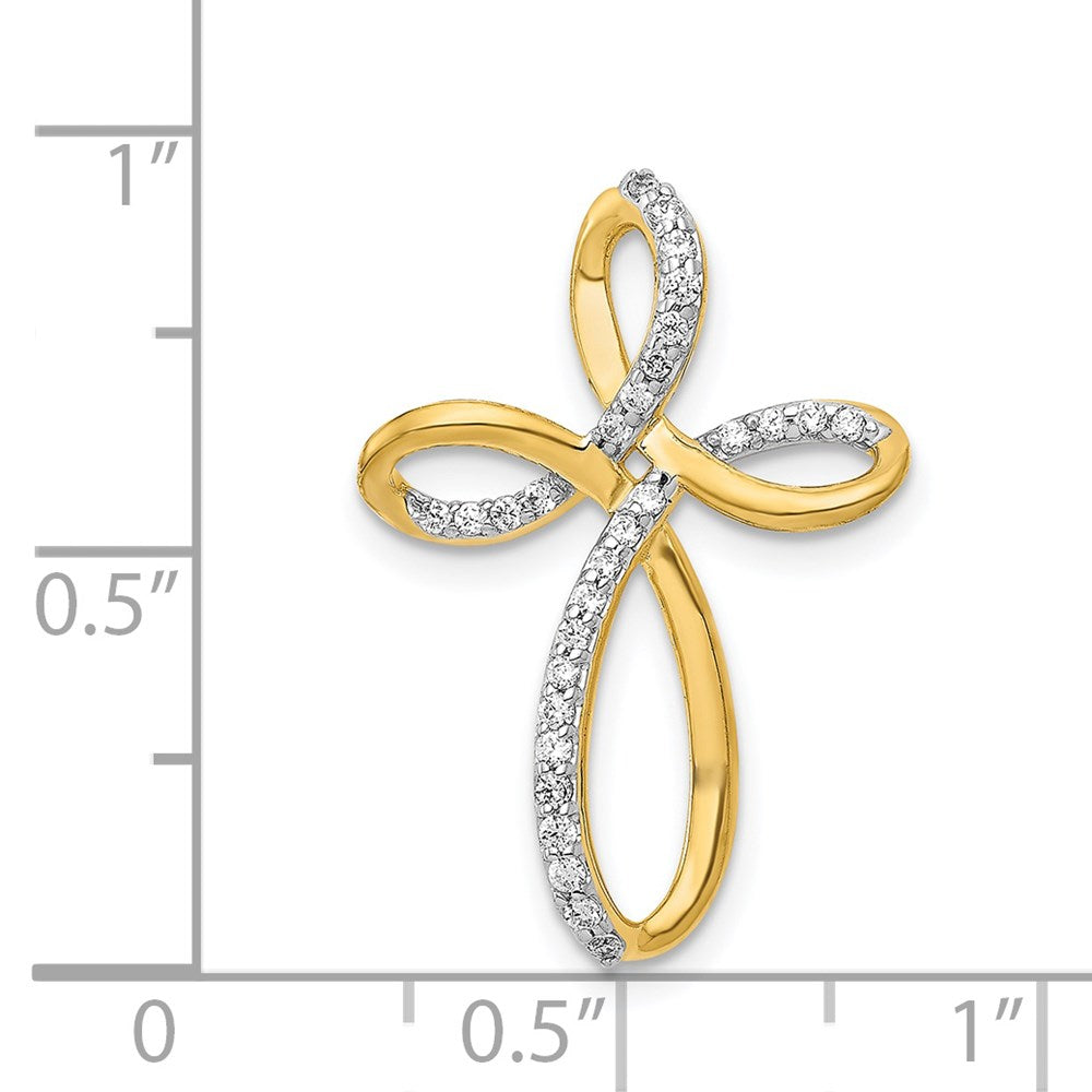 14K Yellow Gold 1/6ct. Real Diamond Cross Chain Slide