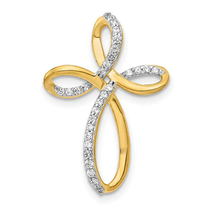 14K Yellow Gold 1/6ct. Real Diamond Cross Chain Slide