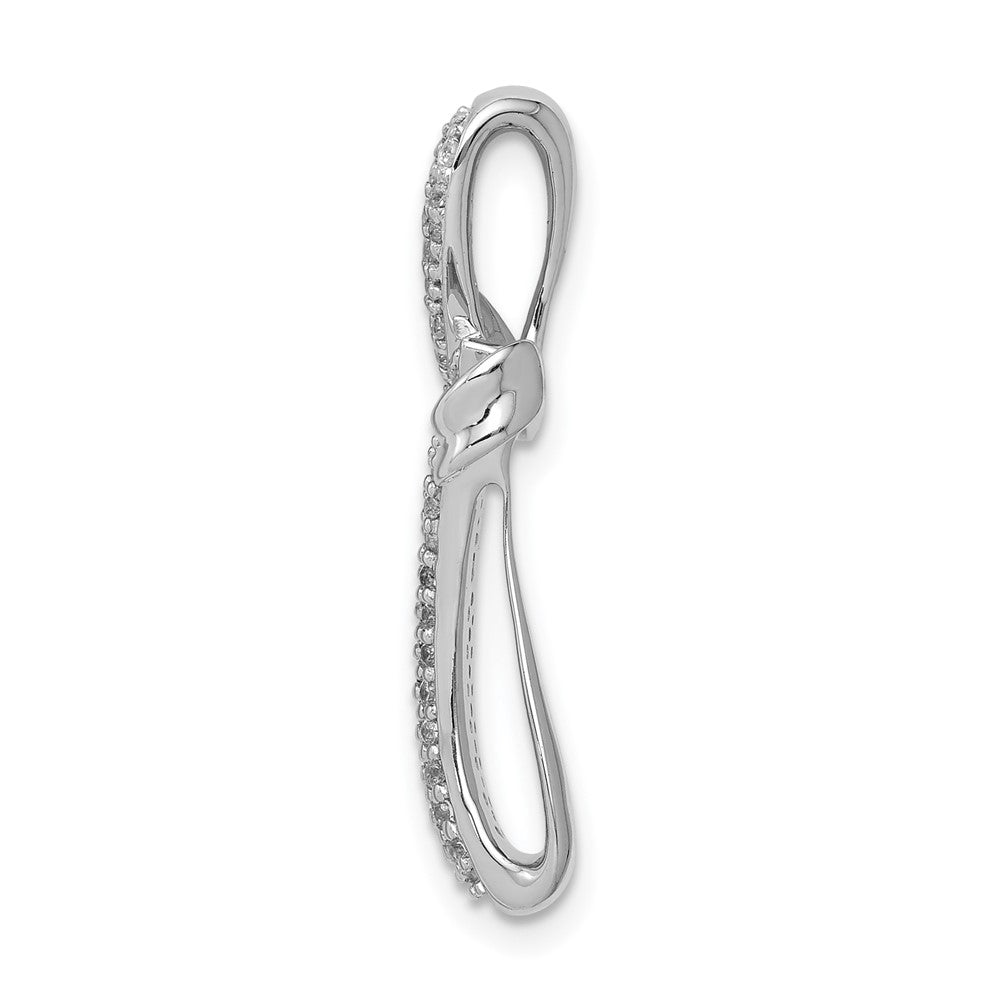 14k White Gold 1/4ct. Real Diamond Cross Chain Slide