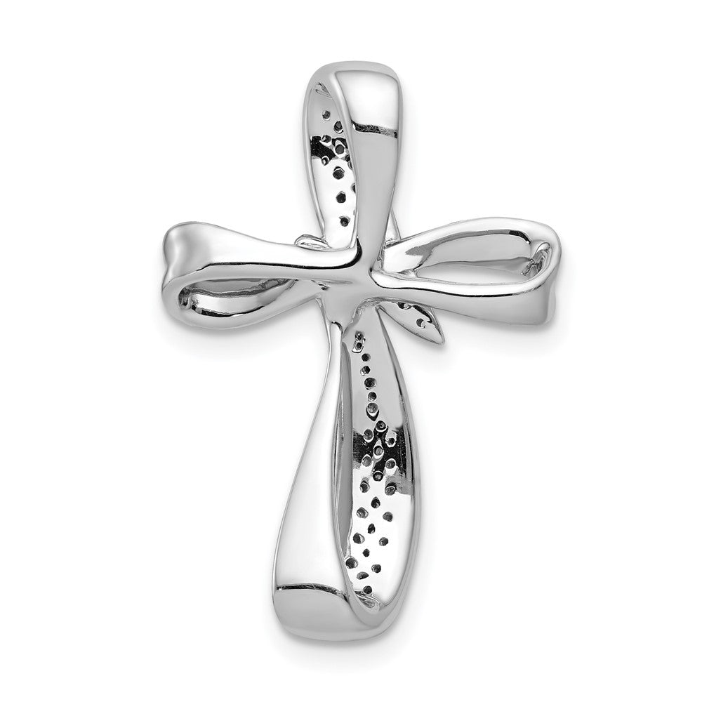 14k White Gold 1/4ct. Real Diamond Cross Chain Slide