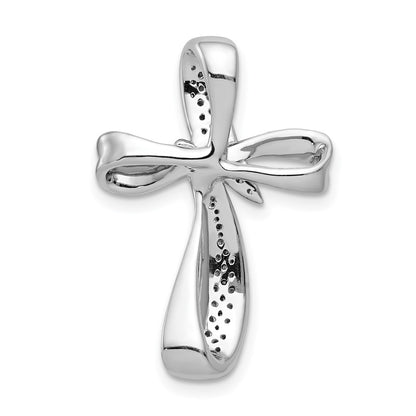 14k White Gold 1/4ct. Real Diamond Cross Chain Slide