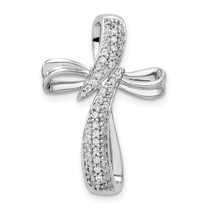 14k White Gold 1/4ct. Real Diamond Cross Chain Slide