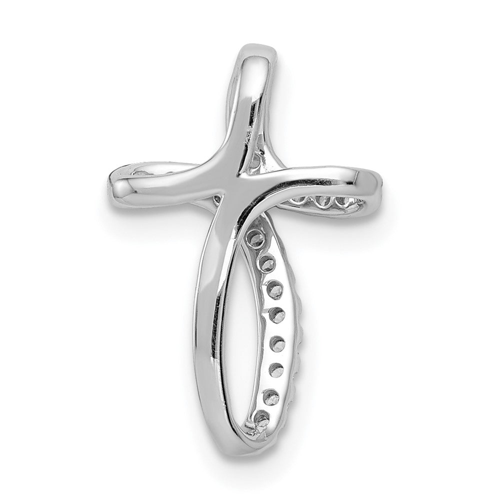 14k White Gold 1/15ct. Real Diamond Cross Pendant