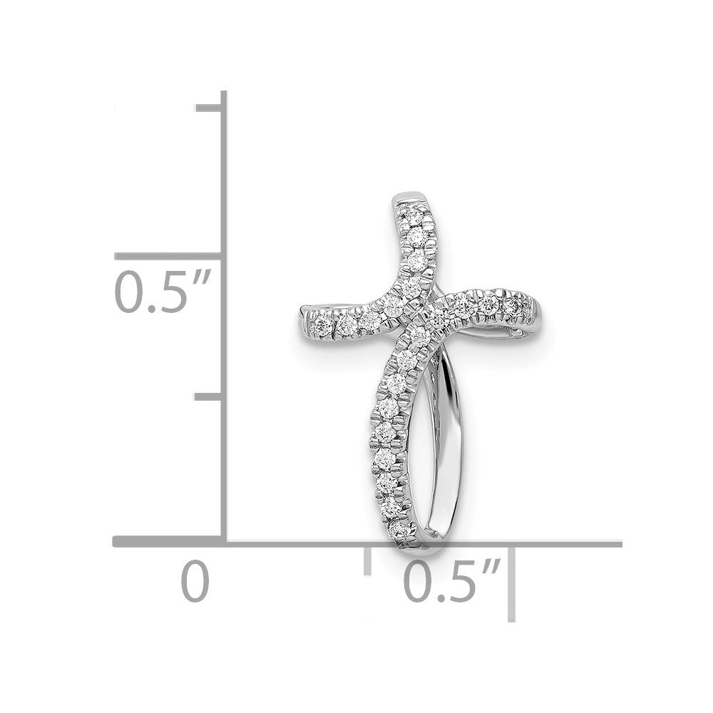 14k White Gold 1/15ct. Real Diamond Cross Pendant