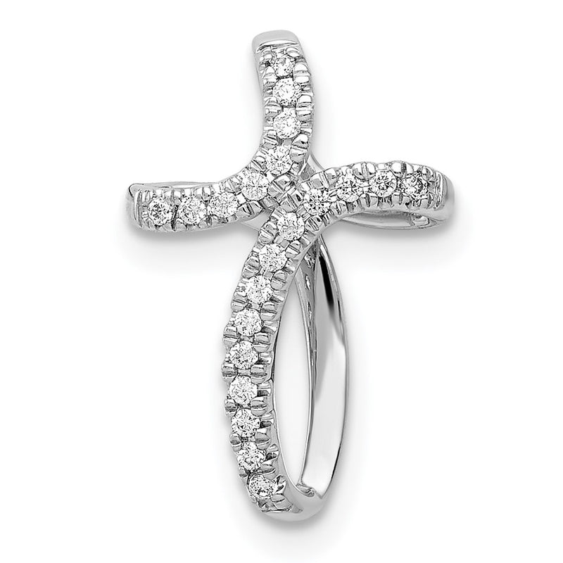 14k White Gold 1/15ct. Real Diamond Cross Pendant