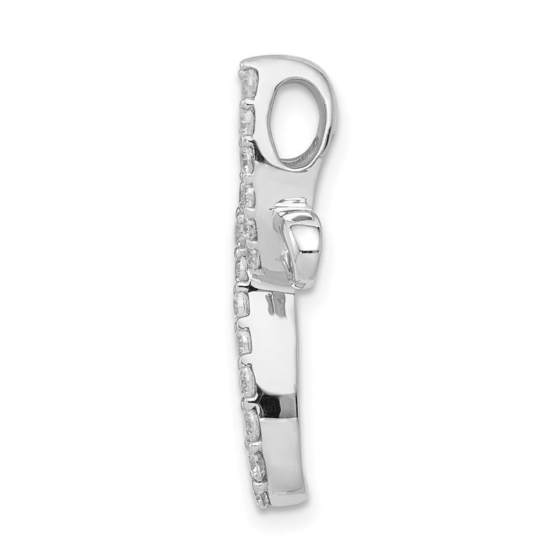 14k White Gold 1/3ct. Real Diamond Cross Chain Slide