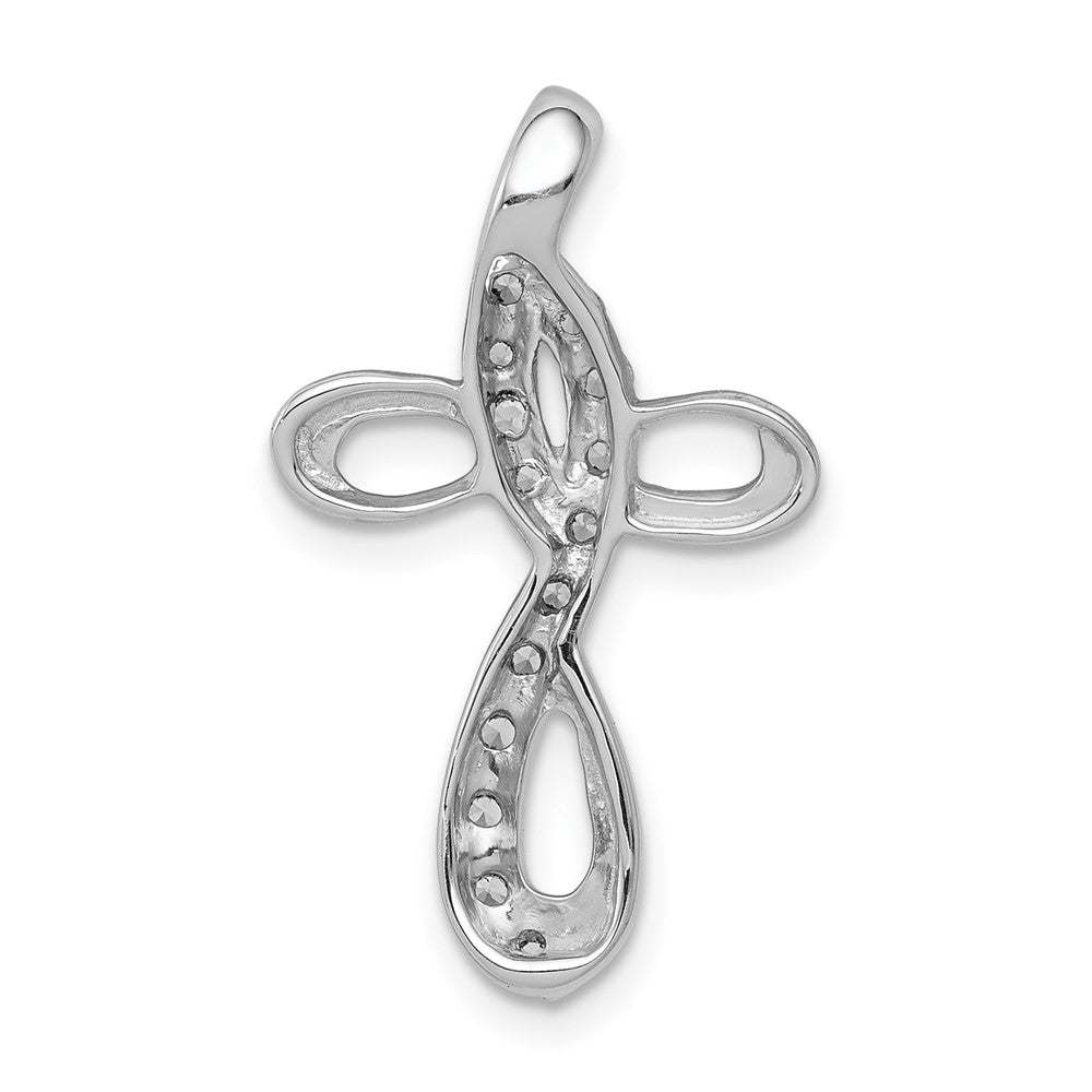 14k White Gold 1/3ct. Real Diamond Cross Chain Slide