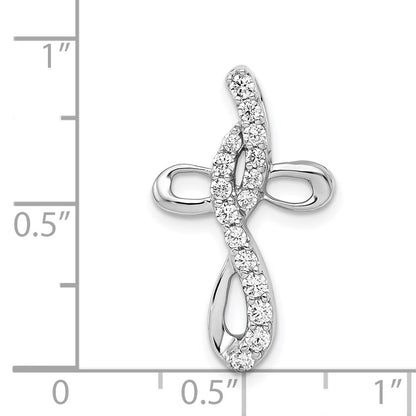 14k White Gold 1/3ct. Real Diamond Cross Chain Slide