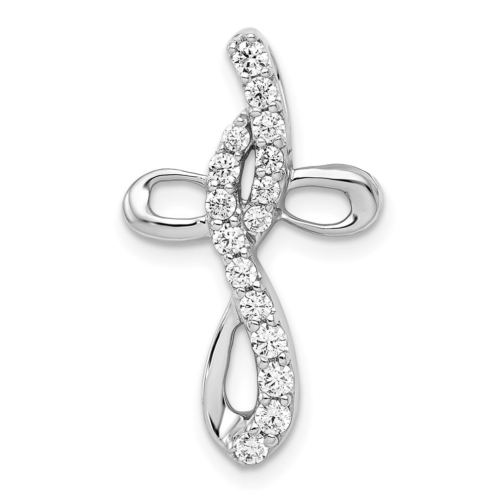 14k White Gold 1/3ct. Real Diamond Cross Chain Slide