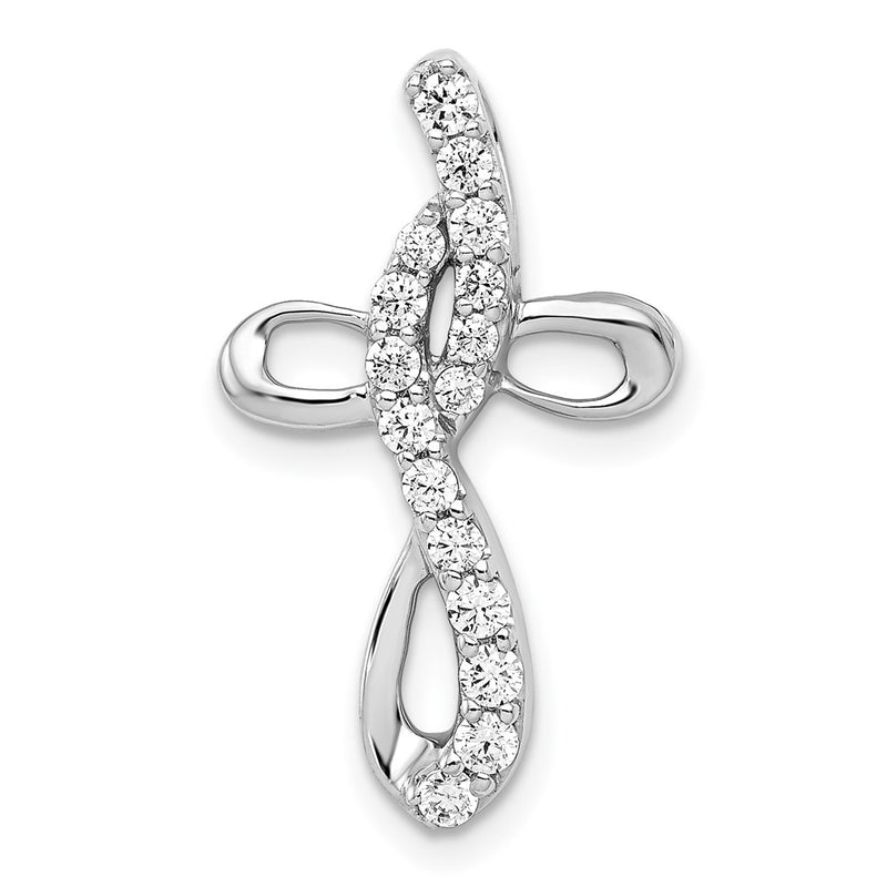 14k White Gold 1/3ct. Real Diamond Cross Chain Slide