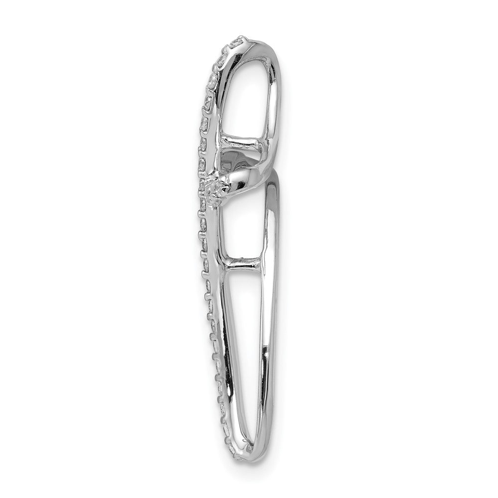14k White Gold 1/5ct. Real Diamond Cross Chain Slide