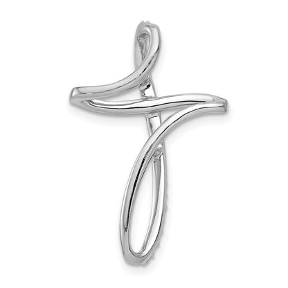 14k White Gold 1/5ct. Real Diamond Cross Chain Slide