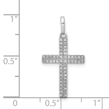 14k White Gold 1/6ct. Real Diamond Cross Pendant