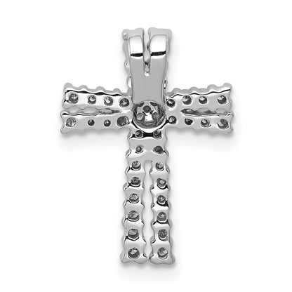 14k White Gold 1/4ct. Real Diamond Cross Chain Slide